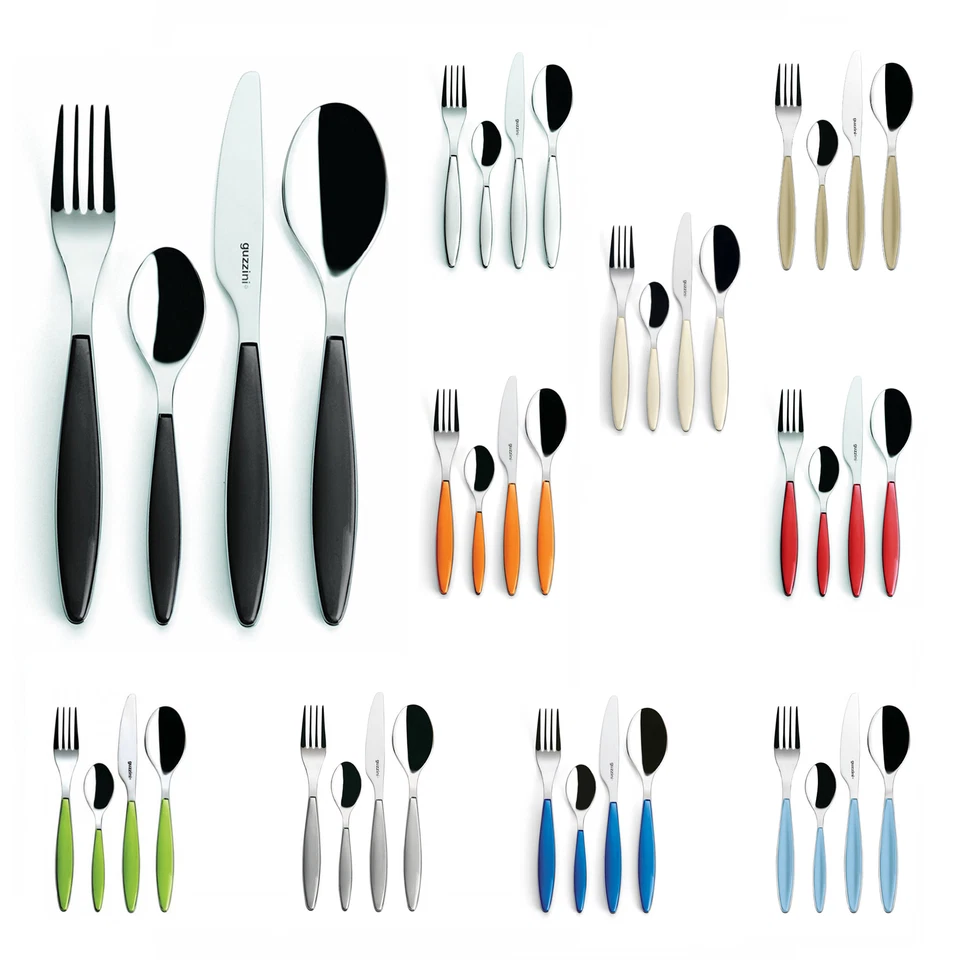 Guzzini Feeling Serie Besteck 24 Teile Set Gabeln/Messer/Esslöffel/Tee Löffel - Bild 1 von 1