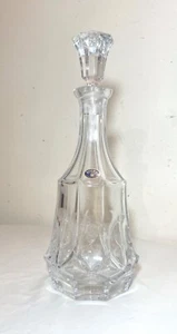 vintage Bohemia Czech cut clear crystal glass wine decanter bottle carafe - Picture 1 of 12