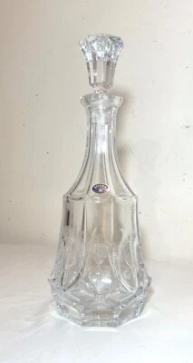 Jarra botella jarra de vino cristal transparente corte checo bohemio vintage Foto 1 de 4