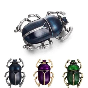 Vintage Jewelry Insect Beetle Brooches for Women Kids Enamel Green Purple Animal - Picture 1 of 12