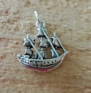 Plata Esterlina 3D 18x17 mm Velero Antiguo Mayflower Jamestown Tipo Barco Dije - Imagen 1 de 4