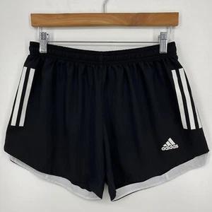 Adidas Active Shorts Women's M Black Primegreen Striped Drawstring 4" - Picture 1 of 12