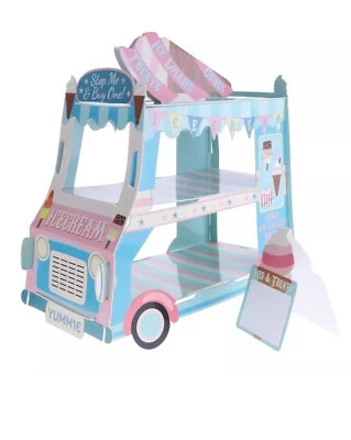 Cake Stand Car  (3 Tier) Cute Cartoon Paper Party Cupcake Stand Dessert Holder - Image 1 of 4