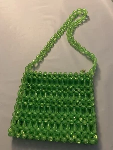 Bolas De Micanga Neon Green Beaded Hand Bag - Picture 1 of 6