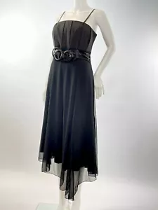 Rinascimento Black Evening Cocktail Midi Asymmetric Dress ,Size 40 EU, L - Picture 1 of 9