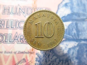 Malaysia 10 Sen 1967 World Money Coin bh7k - Picture 1 of 2