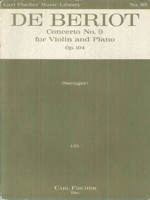 De Beriot Violin Concerto No 9 Op 104 Sheet Music Piano 1926 Saenger Fischer #83 - Image 1 of 4