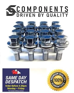 16 Silver Wheel bolts for Peugeot 206 207 208 3008 306 Nut Flat seat OE Style - Picture 1 of 5