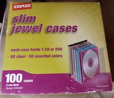 Staples 100 Slim CD JEWEL Cases Clear Assorted Colors 5mm