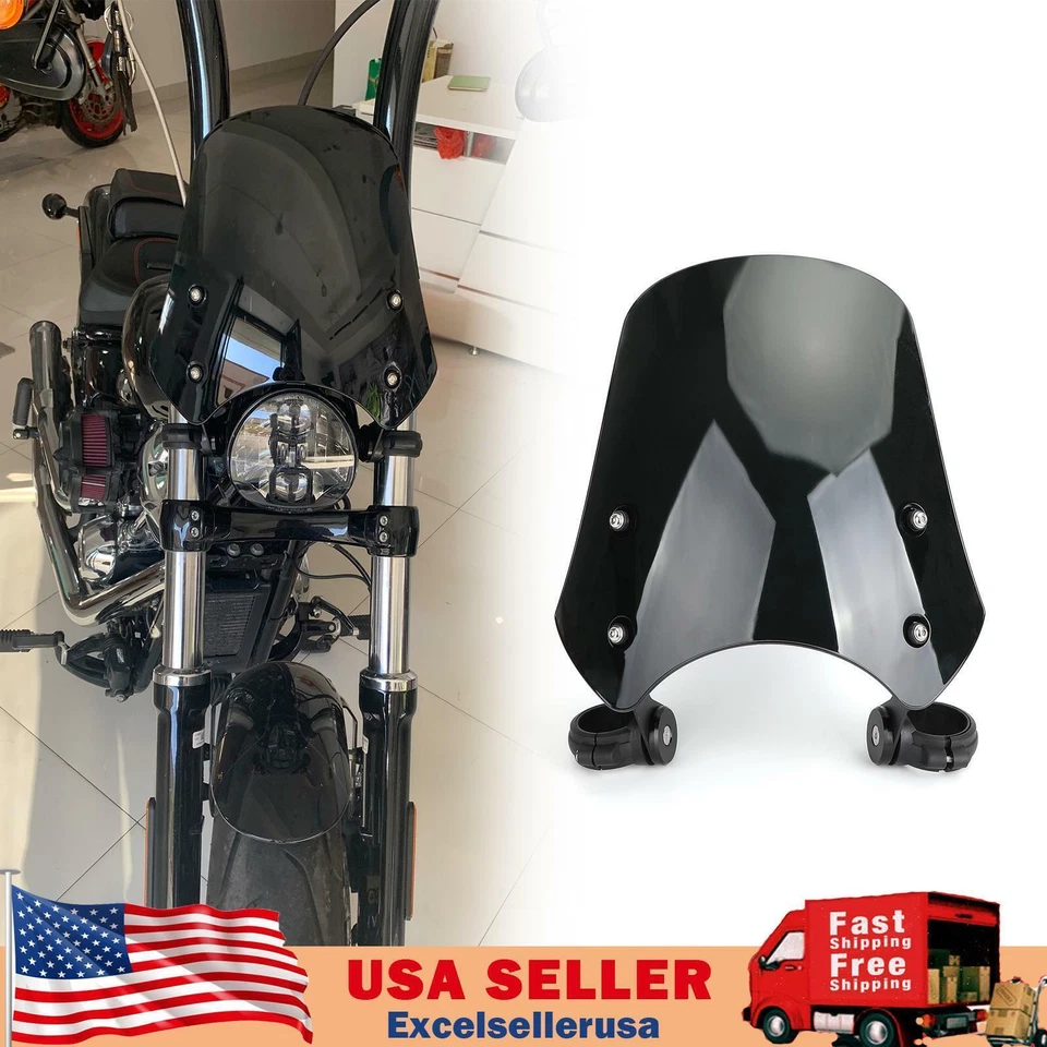 ABS Motorcycle Windscreen Windshield For Dyna Softail Models Black New - Image 1 of 4