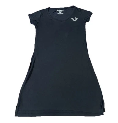 True Religion черный короткий рукав высоты разрез футболка платье ворота очень маленький XS - Изображение 1 из 3