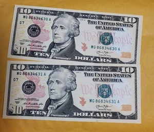 ~2013 TEN dollar x 2  United States of America banknote UNC - Picture 1 of 2