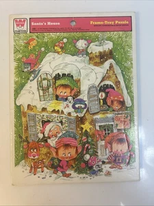 Vintage 1974 Whitman SANTA'S HOUSE and Elves Elf Giordano Frame Tray Puzzle 4505 - Picture 1 of 3