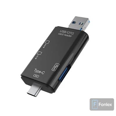 6in1 USB C OTG Kartenleser SD MicroSD Card Reader Adapter für Android PC Laptop - Bild 1 von 4