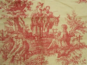 Vtg Antique FRENCH TOILE REDWORK Cotton Blend Biker USA BANDANA Hanky 22" - Picture 1 of 3