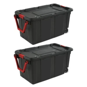 Sterilite 160 Qt Latching Stackable Wheeled Storage Box Container w/ Lid, 2 Pack - Picture 1 of 4