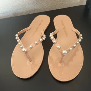 Stuart Weitzman Goldie Jelly  Pearl Embellished Sandals Women’s Size 8B NWOB - Picture 1 of 6