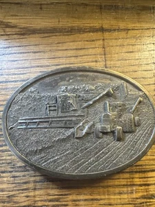 VINTAGE Farming 1977 Bergamot  Brass Works Old Belt Buckle  Fast Free Shipping - Picture 1 of 10