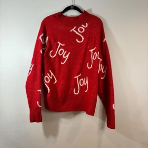 Holiday Time Joy Sweater Fuzzy Knit Christmas Holiday Pullover Red XL Cozy Knit - Picture 1 of 6
