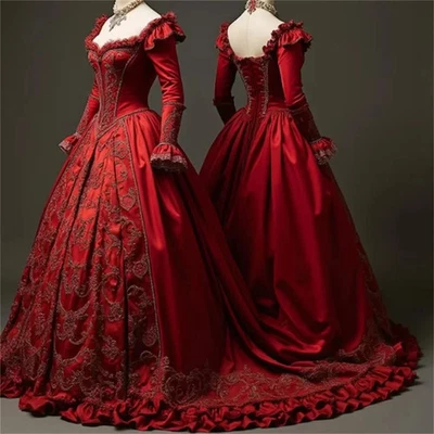 Historical Victorian Red Romantic Princess Evening Baroque Rococo Dress  Vampire - Image 1 of 4