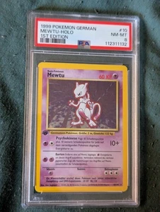 1999 Pokemon Base Set Mewtu Mewtwo 10/102 GERMAN 1st Edition Holo Rare PSA 8 - Picture 1 of 4