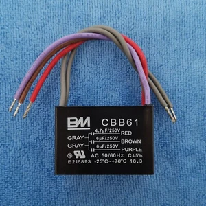 New CBB61 4.7uF+6uF+6uF 250V AC 5 wire BM Capacitor for Ceiling Fan Motor - Foto 1 di 3