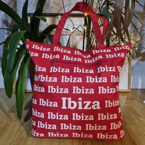 Ibiza Tote Beach Bag Red Holiday Shopping Pristine - Picture 1 of 4