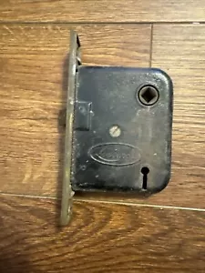 Antique Lockwood Mortise Lock Door Hardware Salvage Push Button Lock with Key - Picture 1 of 3