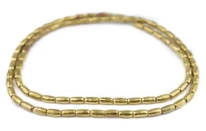 Folded Brass Plate Ethiopian Metal Beads 10x5mm African Tube Large Hole Handmade - Picture 1 of 3