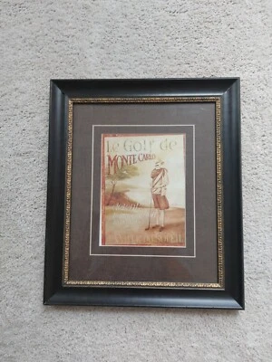 FABRICE DE VILLENEUVE, ‘GOLF IN MONTE CARLO' AUTHENTIC ART PRINT Matted & framed - Image 1 of 3