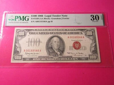$100 1966 Legal Tender Note Fr#1550 Granahan/Fowler - PMG VF 35 EPQ - Image 1 of 2