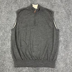 Peter Millar Vest Men XL Gray 100% Merino Wool 1/4 Zip Knit Sweater Golf Stretch