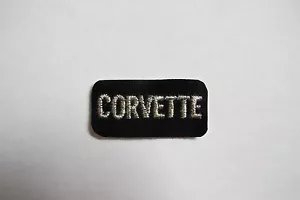 #3130 Silver Black Word CORVETTE Embroidery Iron On Applique Patch - Picture 1 of 2