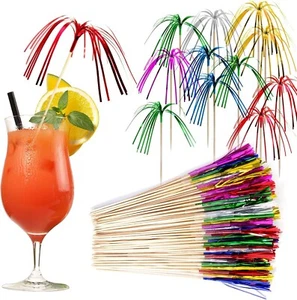 Cocktail Deko, 100 Stück Cocktailspieße Glitzer Palmen Feuerwerk Cocktail Schirm - Bild 1 von 7