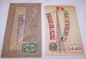 1938  Lima Peru OA4R RADIO QSL CARD & Cover Antonio Santello - Picture 1 of 2