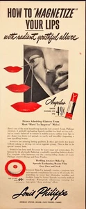 Lápiz labial Louis Philippe Angelus 1943 magnetiza tus labios anuncio impreso vintage - Imagen 1 de 6