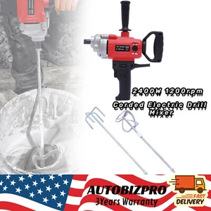 2400W 1200rpm Corded Electric Drill Mixer Concrete Mud Drill Mixing Tool Machine - Picture 1 of 13