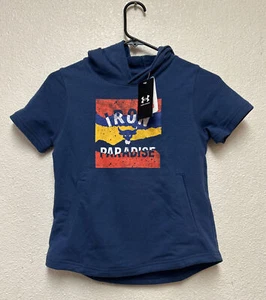 Under Armour UA Project Rock Iron Paradise Terry Short Sleeve Hoodie Youth Sz S - Picture 1 of 6