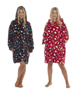 Damen Damen Weihnachten übergroßer Hoodie riesige Kapuze Lounge Decke Weihnachten Kapuzenpullover - Bild 1 von 7