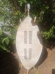 XXL Dark Brown and White Zulu Shield – 145cm Tall Authentic Cowhide - Picture 1 of 7
