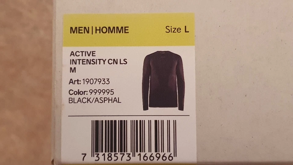 Mens Craft Active Intensity Crew Neck Long Sleeve Size Large Baselayer - Image 1 of 3