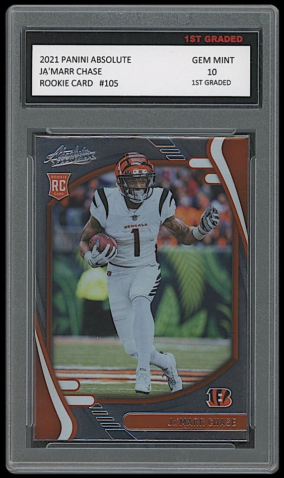 JA'MARR CHASE 2021 PANINI ABSOLUTE 1ST GRADED 10 ROOKIE CARD CINCINNATI BENGALS - Image 1 of 1