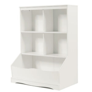 3-Tier Children's Multi-Functional Bookcase Toy Storage Bin Floor Cabinet White