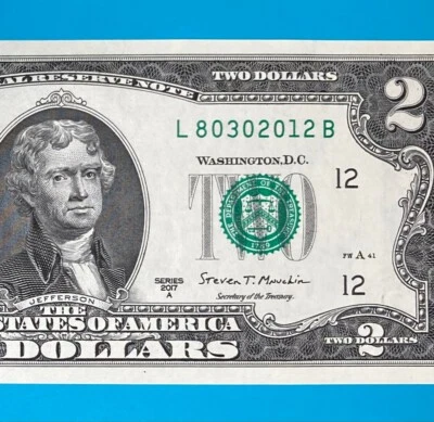 August 3, 2012 (L 80302012 B) BIRTHDAY Note $2 Two Dollar Bill *UNC* (8_3_2012) - Image 1 of 4