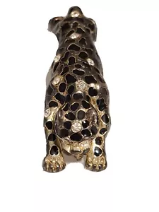 Panther Leopard Gepard große Katze Schulter Anstecknadel Brosche Strass 2,75" lang j1 - Bild 1 von 6