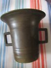 HEAVY VINTAGE BRASS MORTAR WITH HANDLES 