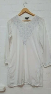 ORIENTAL GARMENT House Label Womens White Long Coverup Kaftan Beach Dress Size S - Picture 1 of 10