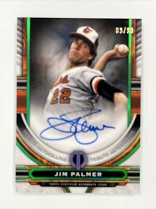 Jim Palmer 2023 Topps Tribute On-Card Auto Green #d /99  Orioles