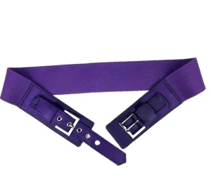 Women's Stretch Purple Elastic Wide Belt Silver Buckle Waist Cinch Dress Y2K - Picture 1 of 8