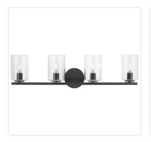 HAMPTON BAY Champlain 31.5 in. 4-Light Matte Black Modern Bathroom Vanity Light - Picture 1 of 4